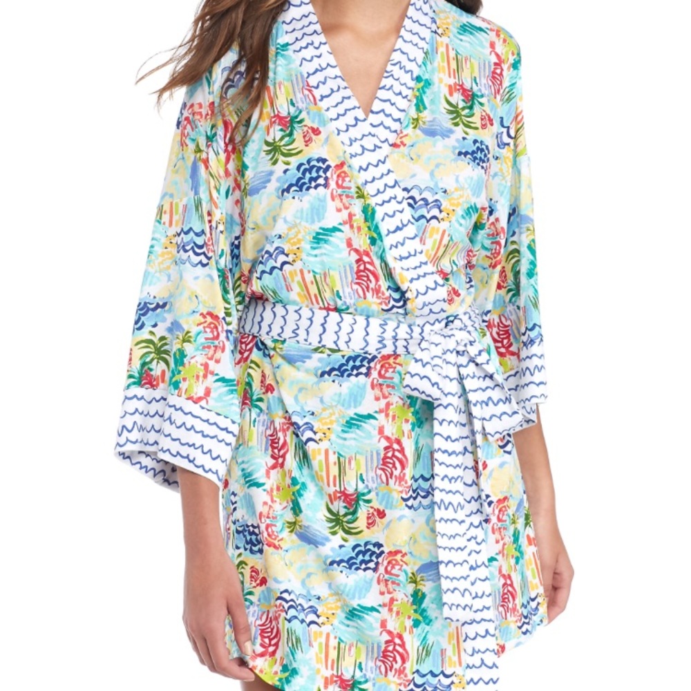 Echo Printed Kimono Robe in Havana -Medium